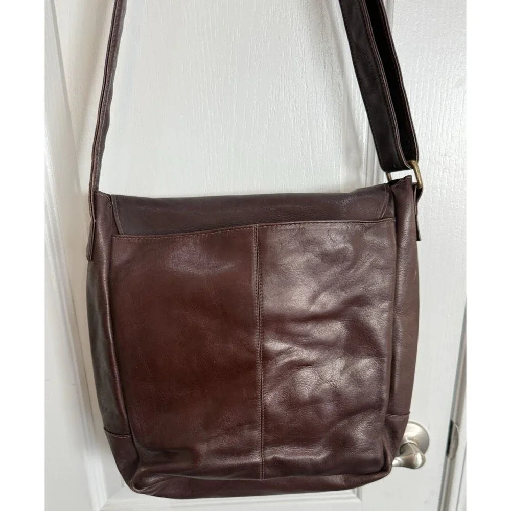 Messenger Bag Brown Large Crossbody Flap Made in Columbia Soft Leather